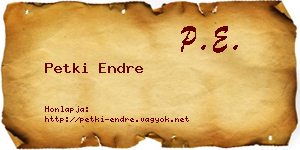 Petki Endre névjegykártya